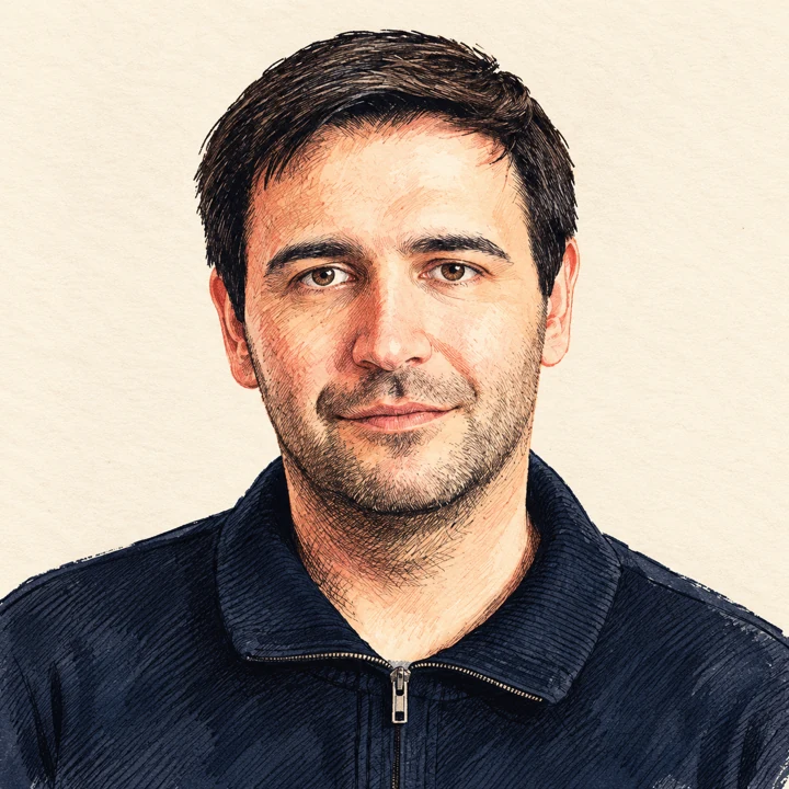 Retrato ilustrado con IA de Xavier Mitjana